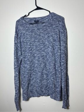 J Crew Sweater Mens Large Blue Cotton Lightweight Crew Neck Pullover